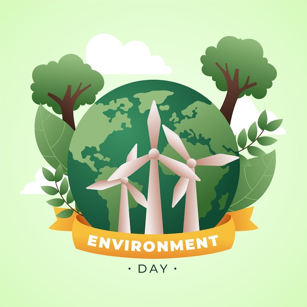 Gradient world environment day illustration