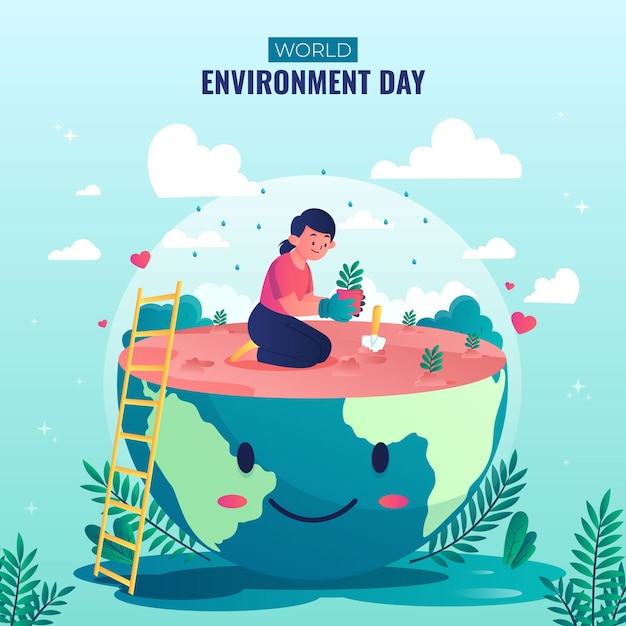 Illustrazione di giornata mondiale dell'ambiente gradiente