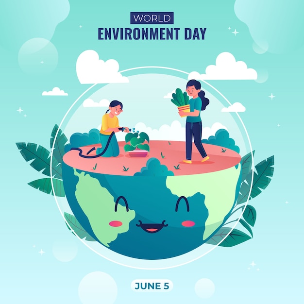 Gradient world environment day illustration