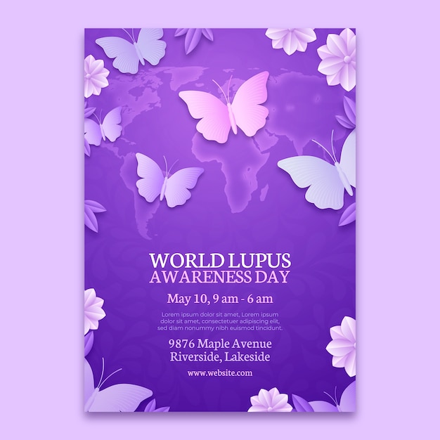 Vector gradient world lupus day vertical poster template