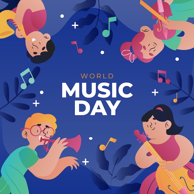 Vector gradient world music day illustration