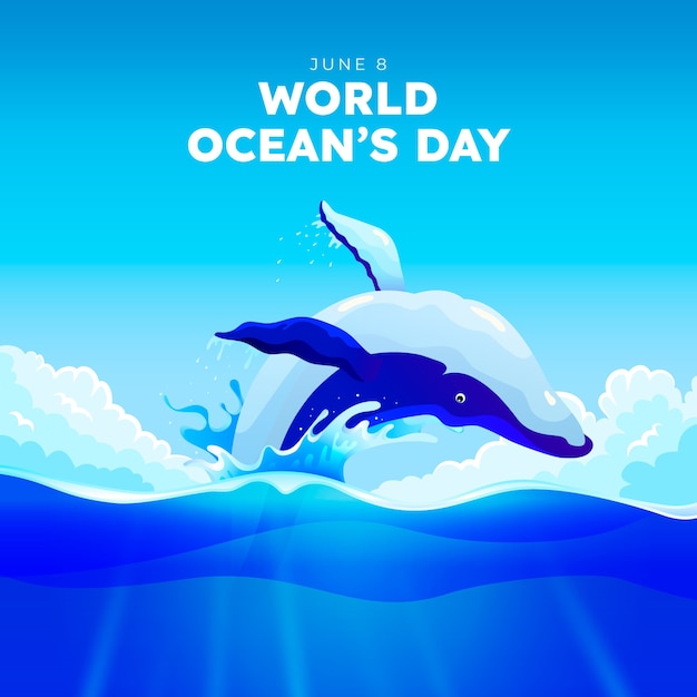 Gradient world oceans day  illustration