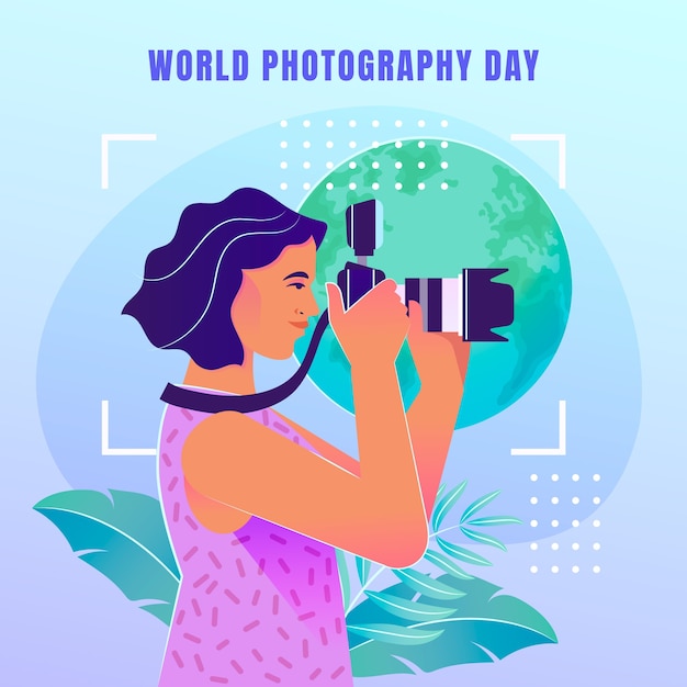 Vector gradient world photography day illustration