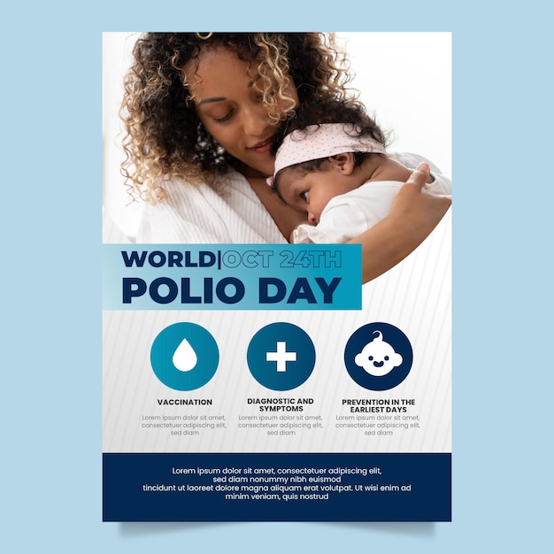 Modello di poster verticale della giornata mondiale della polio sfumata