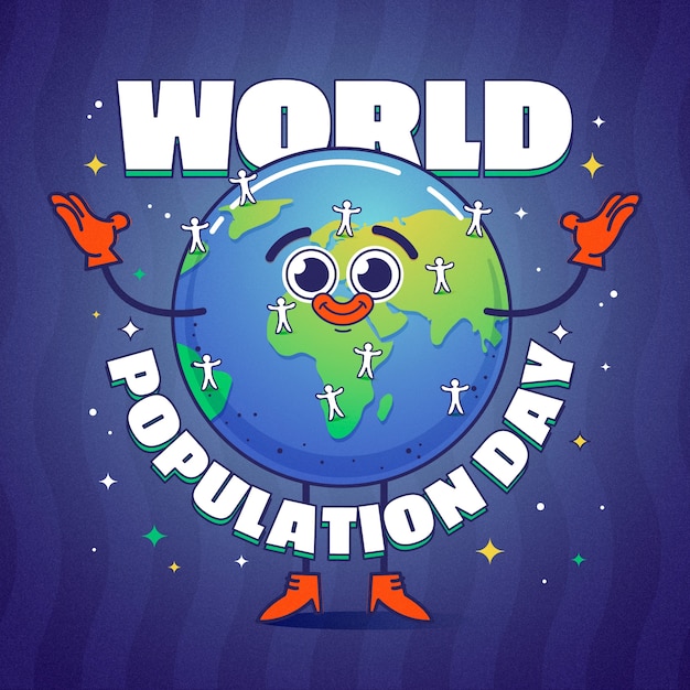 Vector gradient world population day illustration