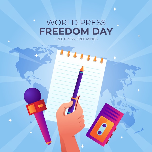 Vector gradient world press freedom day illustration