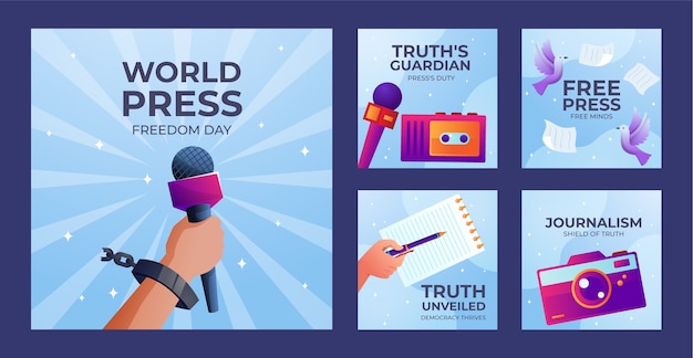 Vector gradient world press freedom day instagram posts collection