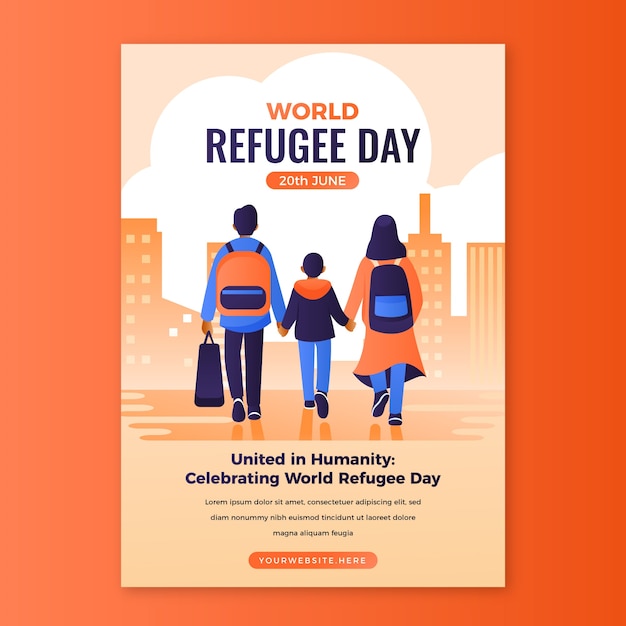 Vector gradient world refugee day vertical poster template