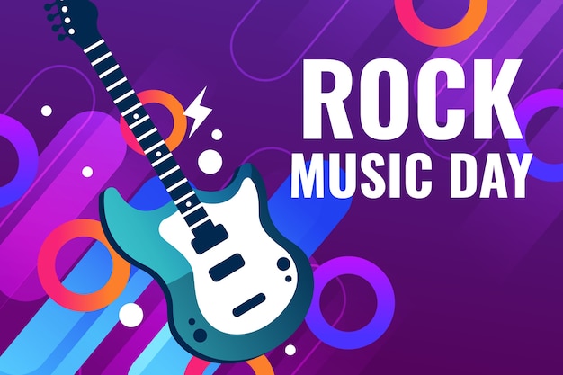 Gradient world rock day background with guitar