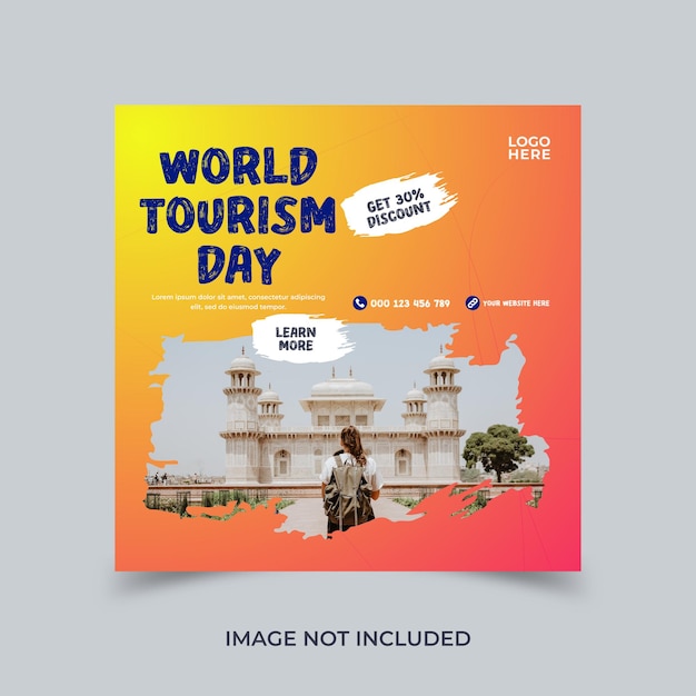 Vector gradient world tourism day instagram posts premium vector template