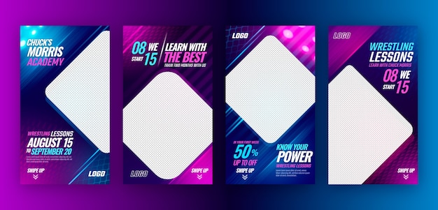 Vector gradient wrestling  fight instagram stories