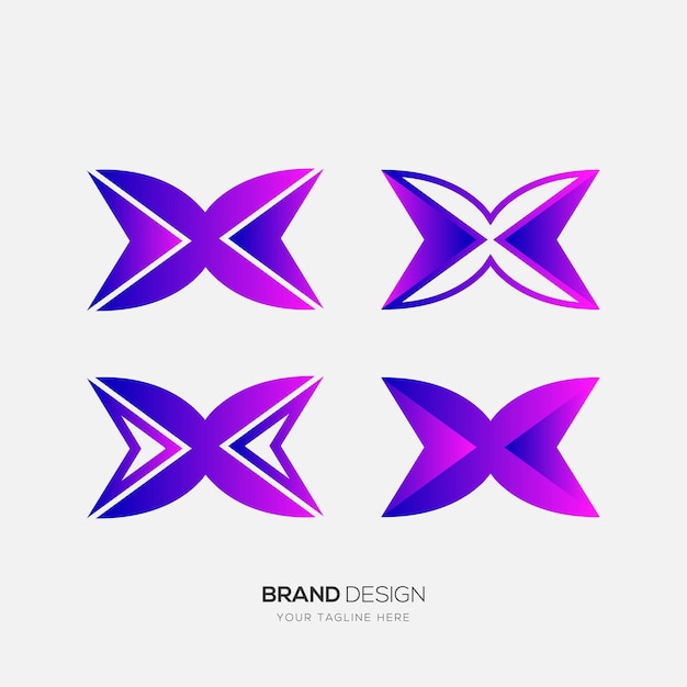 Набор логотипов Gradient X Современные абстрактные иконы брендинга