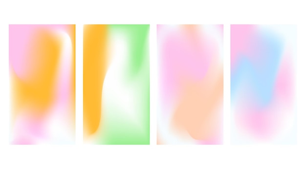 벡터 그라데이션 y2k 아우라 배경 스토리 또는 포스터 디자인을 위한 홀로그램 패턴 무지개 빛깔의 오로라