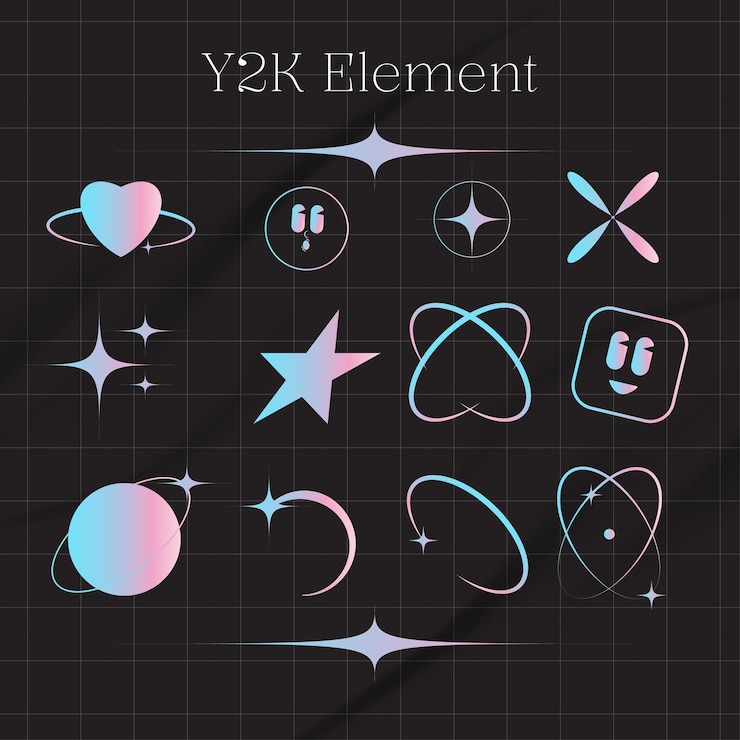 Vector gradiënt y2k vormelement en geometrische vorm sticker