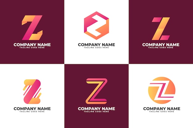 Vector gradient z letter logo template pack