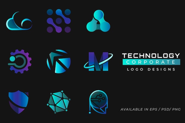 Gradiënt zakelijke technologie vector futuristische icon set