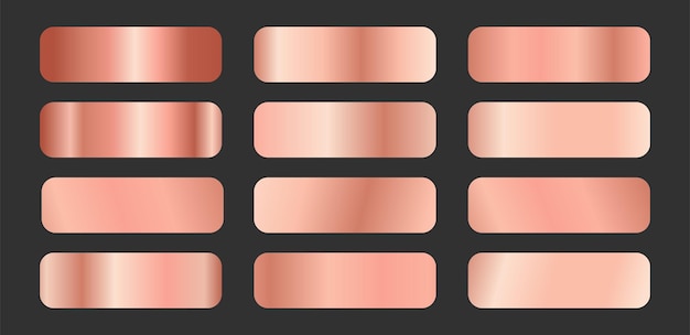 Gradiënten roze gouden metalen set Vector