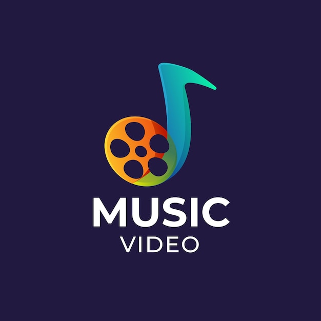 Gradiëntfilmrolvideo met muzieknootlogo