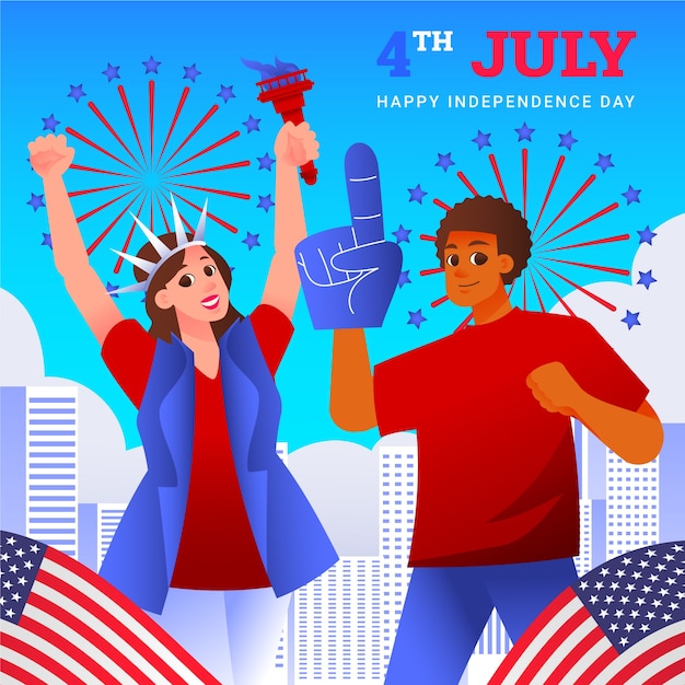 Vector gradiëntillustratie voor de amerikaanse viering van 4 juli