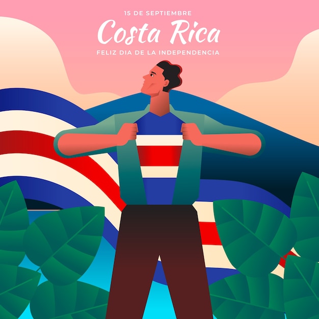 Vector gradiëntillustratie voor de viering van de onafhankelijkheidsdag van costa rica