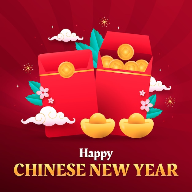 Vector gradiëntillustratie voor het chinese nieuwjaarsfeest