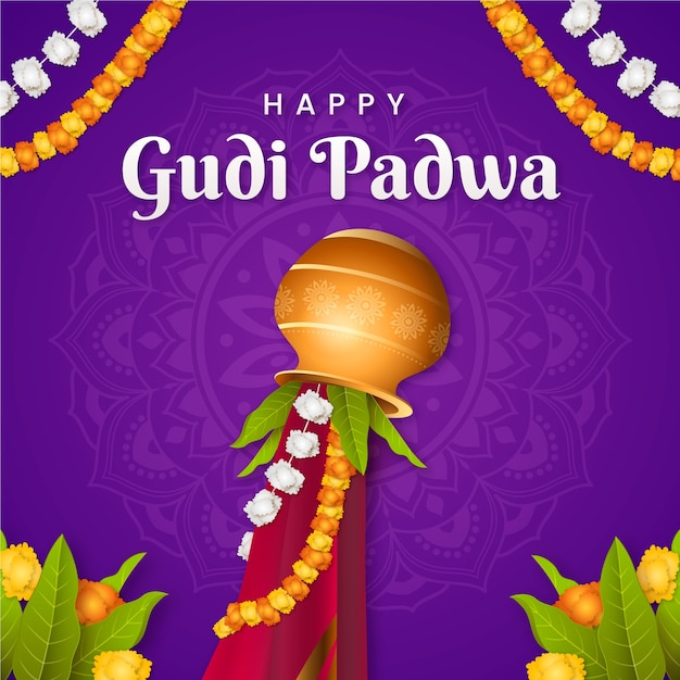 Vector gradiëntillustratie voor het gudi padwa-feest