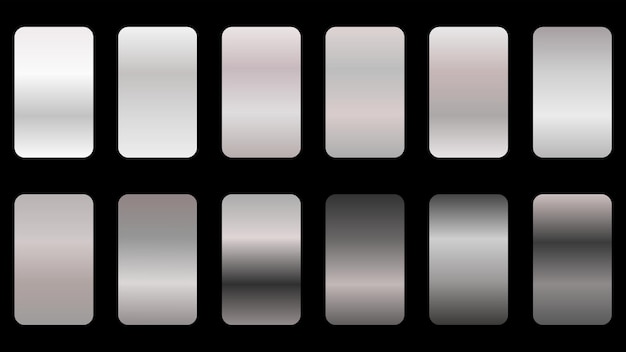 Gradients metal grey colorful swatches set collection vector