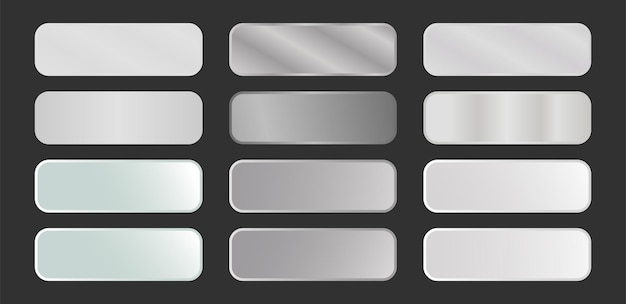 Vector gradients silver metallic set vector