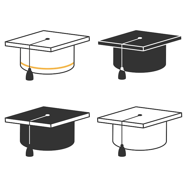 Graduate cap icons set isolated illustration