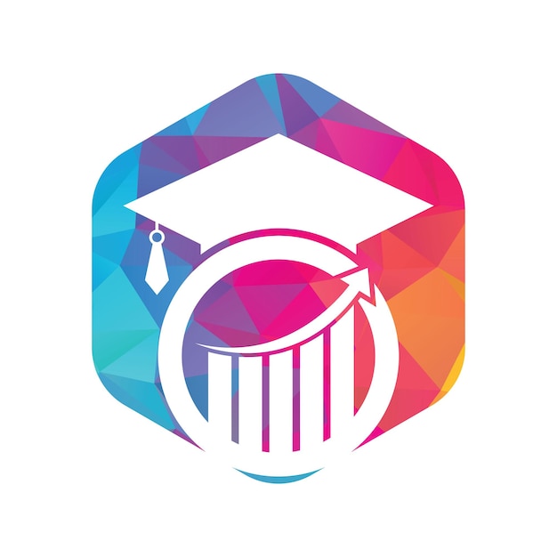 Graduate cap met finance bar chart logo vector onderwijs logo-ontwerp en investeringslogo