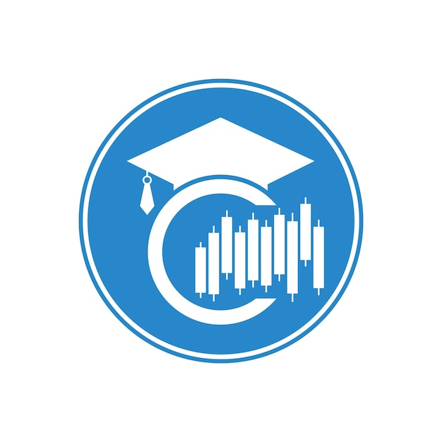 Graduate Cap with Finance Bar Chart Logo Vector Education logo design and investment logo