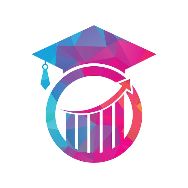 Graduate Cap with Finance Bar Chart Logo Vector Education logo design and investment logo