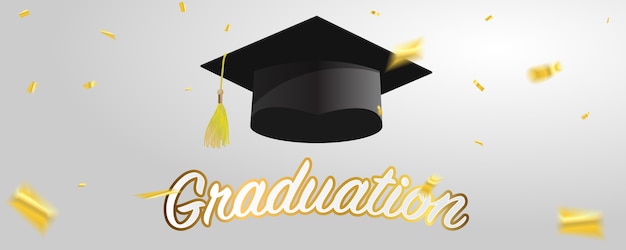 Graduate caps and gold confetti