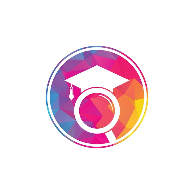 Graduate Hat and Magnifying Glass logo design. Student finder vector logo template.