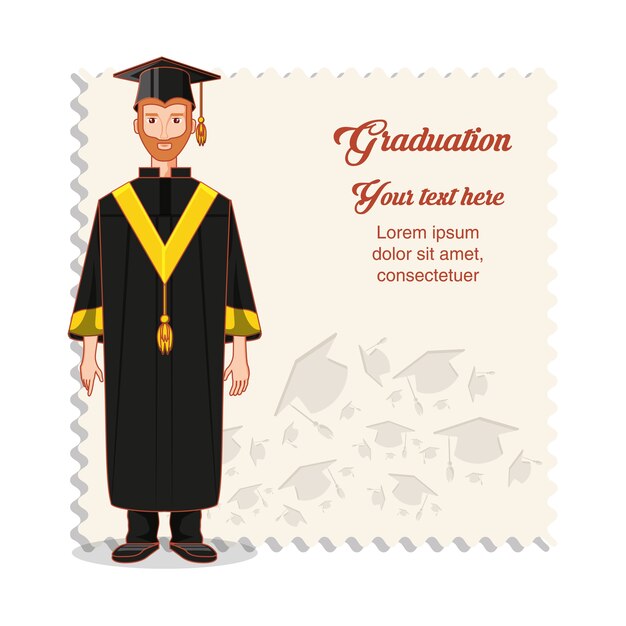 Graduate man avatar character