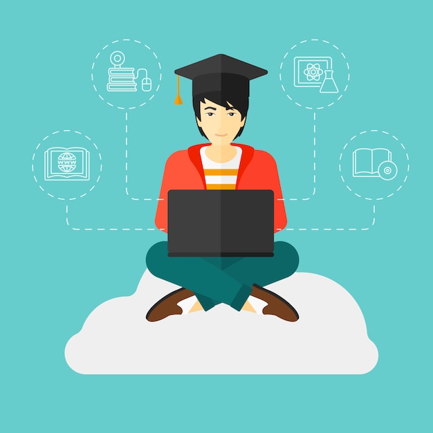 Graduate sitting on cloud