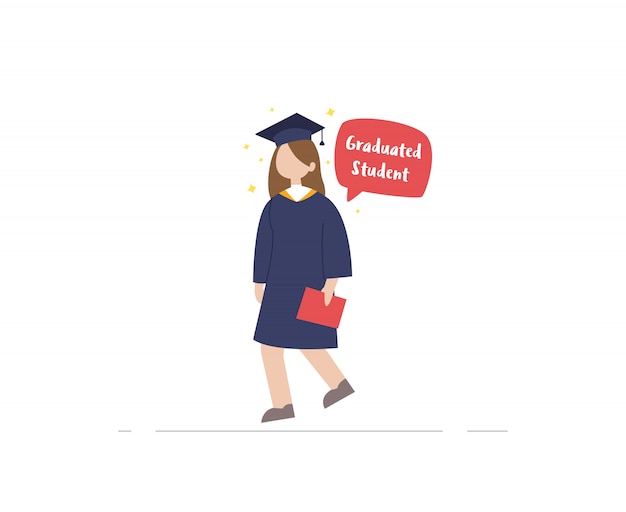 Vector graduate student with diploma illustration