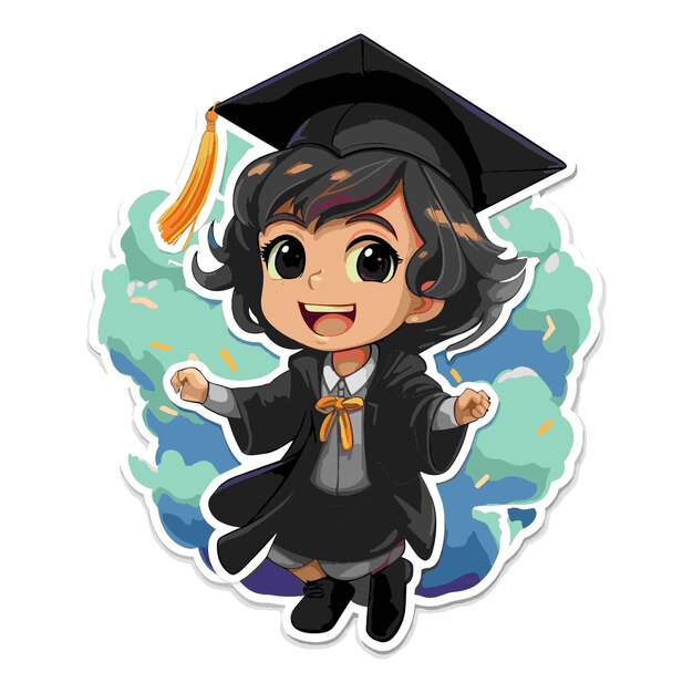 graduate with diploma happy sticker