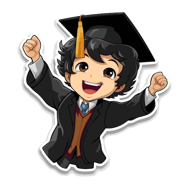 graduate with diploma happy sticker