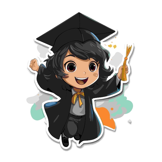 graduate with diploma happy sticker