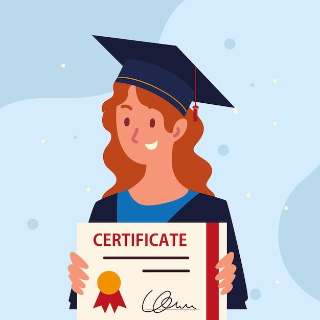 Graduate woman and certificate