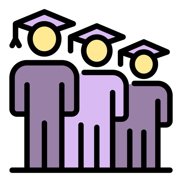 Vector graduated student icon outline graduated student vector icon color flat isolated