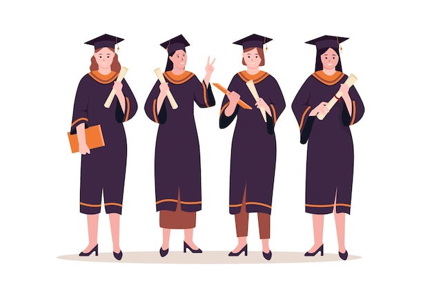Gruppo di donne laureate al college