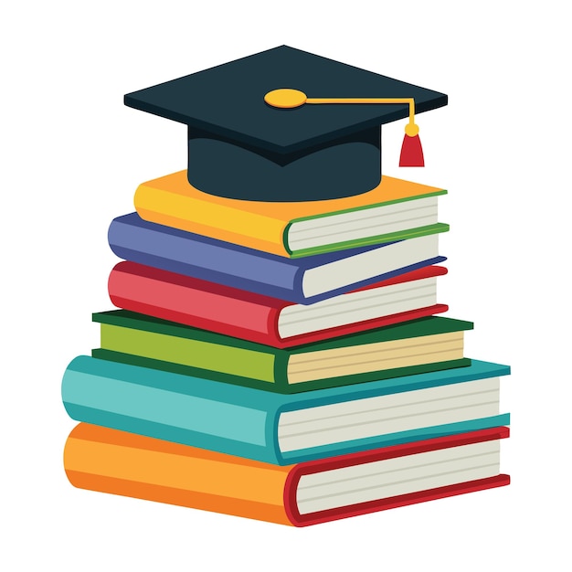 Graduatie Cap op boeken Stack Vector Illustratie