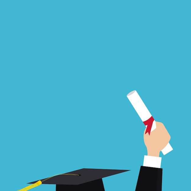 Graduating student holding a degree flat illustration