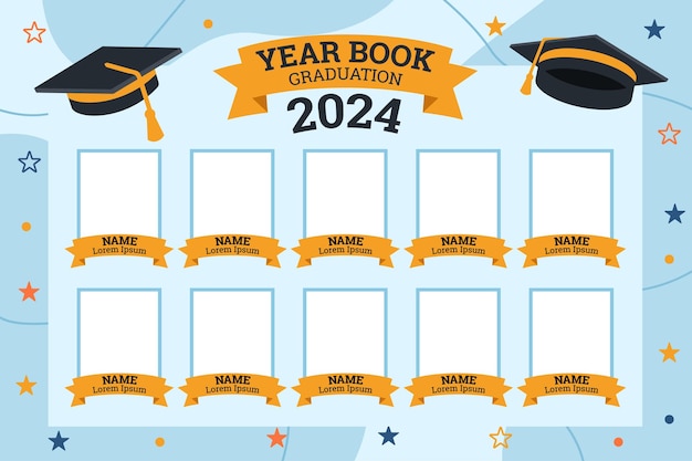 Vector graduation 2024 yearbook cute vector illustration