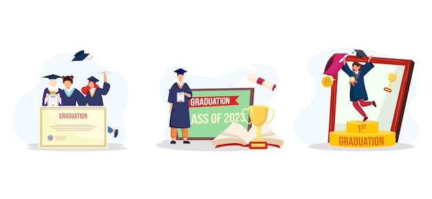 Graduation award champion flat bundle design