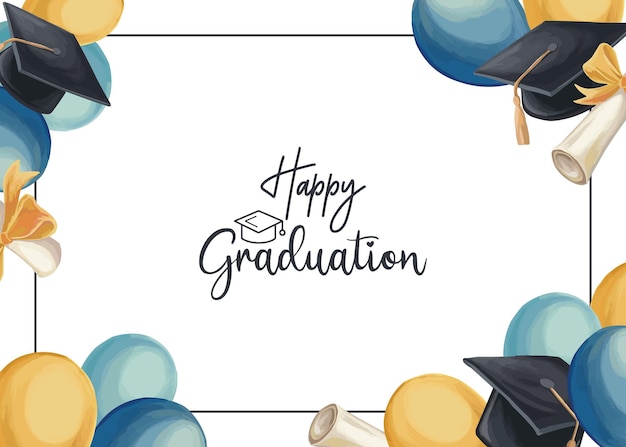 graduation background with academic hat diploma balloons class of 2025