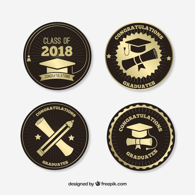 Graduation badges collectie in vlakke stijl