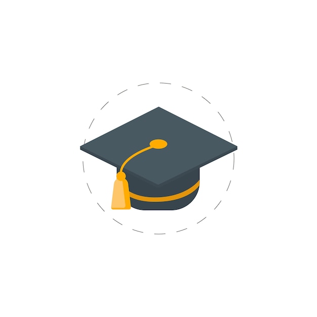 Graduation cap colorful vector flat icon